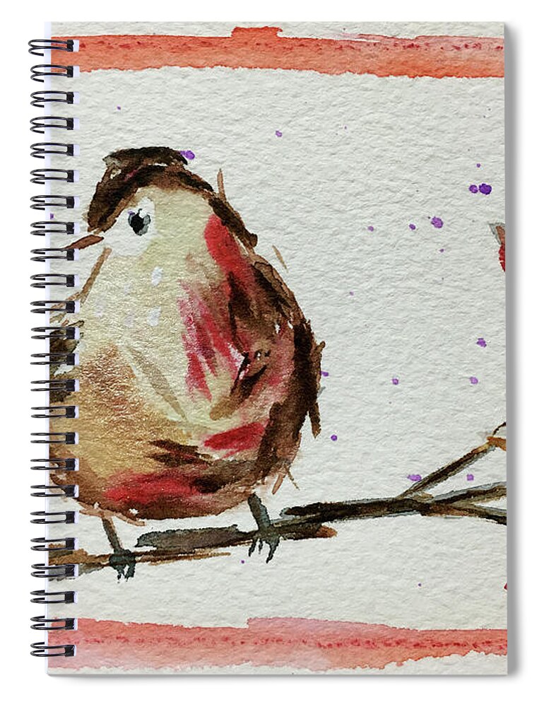 Grand Tit Spiral Notebook featuring the painting Lincolns Sparrow on a Maple Branch by Roxy Rich
