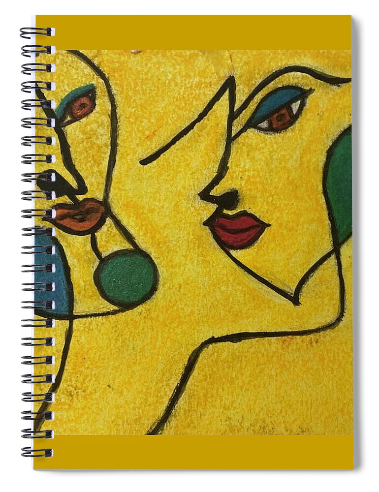 Line Art Spiral Notebook featuring the mixed media Line Art by Crystal Stagg