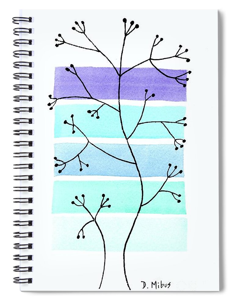Mid Century Modern Spiral Notebook featuring the painting Line Drawing Botanical 2 by Donna Mibus
