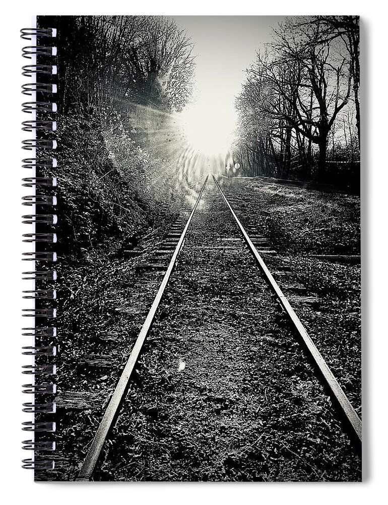 Isolation Spiral Notebook featuring the photograph Linear Path of Social Distancing by Michael Oceanofwisdom Bidwell