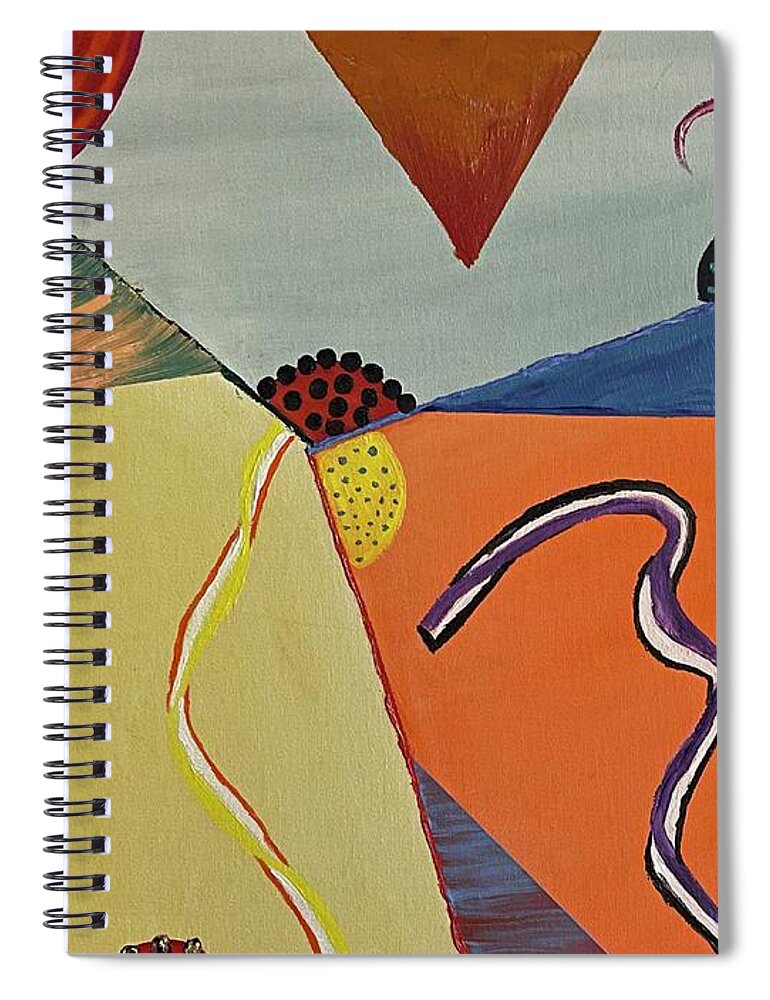 Abstract Spiral Notebook featuring the painting Lines and Circles by Lisa White