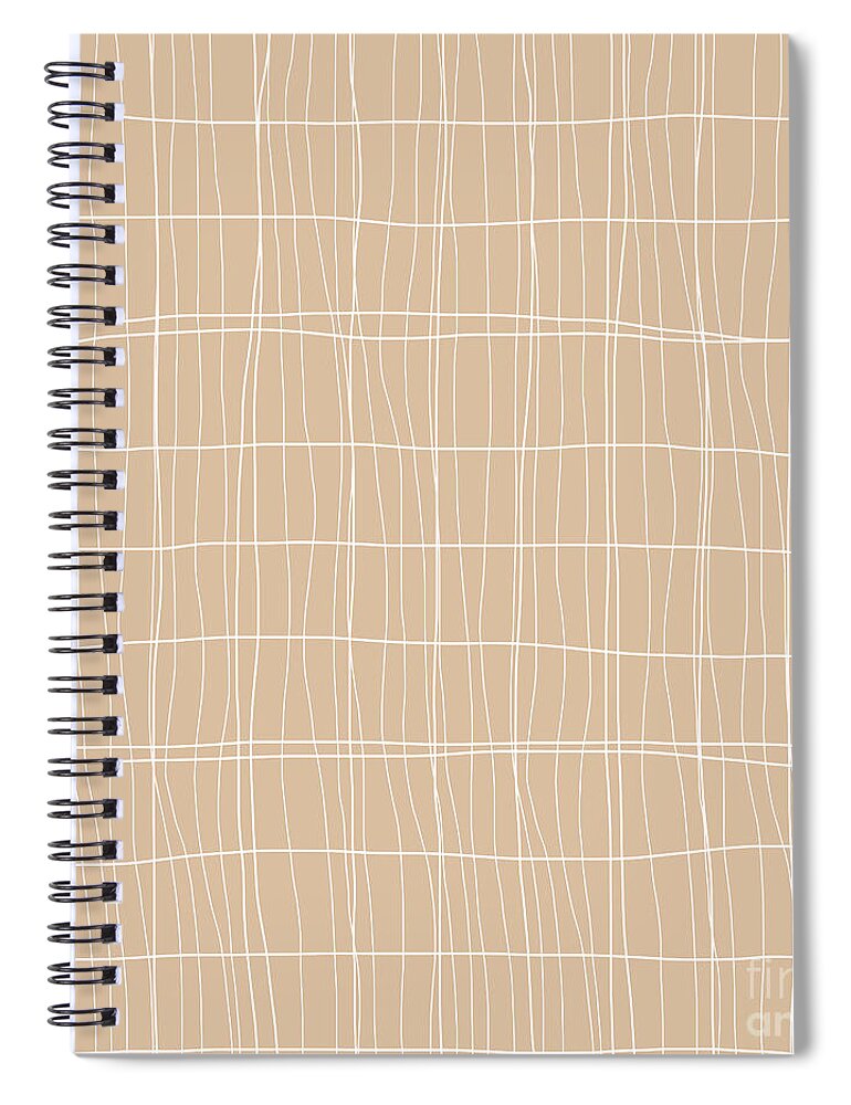 Lines Pattern Modern Design Spiral Notebook featuring the digital art Lines Pattern Modern Design, Tan and White by Patricia Awapara