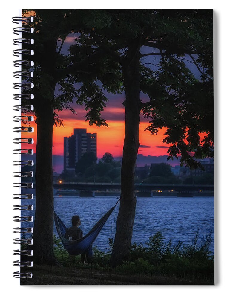 Boston Spiral Notebook featuring the photograph Lingering after Sunset by Sylvia J Zarco