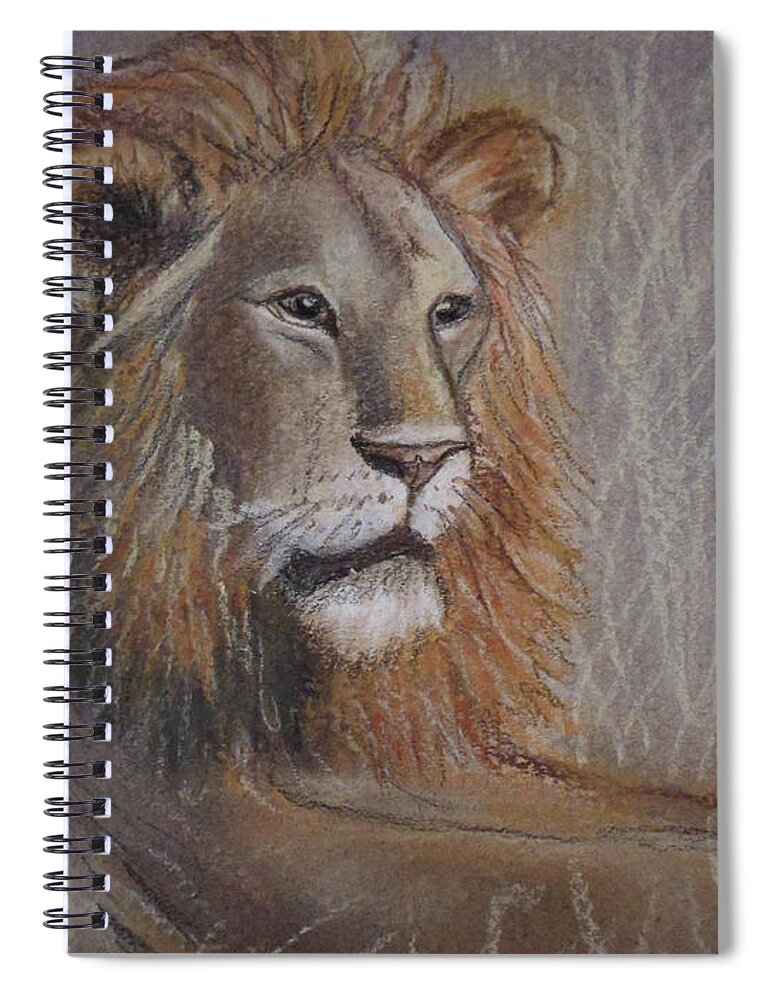 Lion Spiral Notebook featuring the pastel Lion King by Julie Brugh Riffey