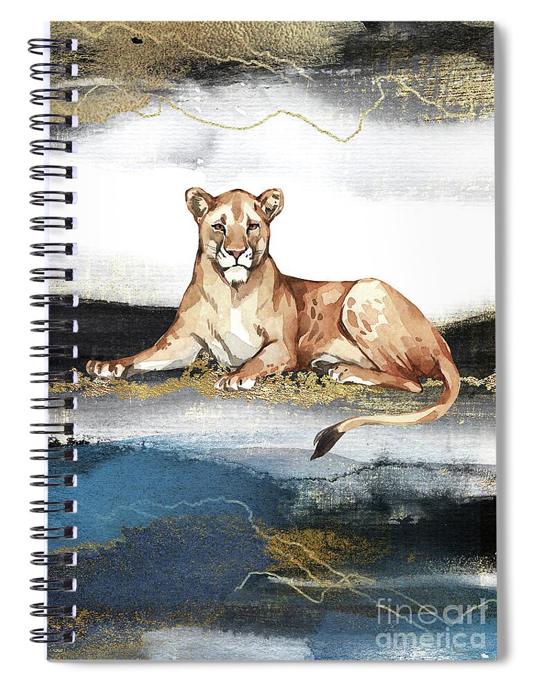 Lioness Spiral Notebook featuring the painting Lioness Watercolor Animal Art Painting by Garden Of Delights