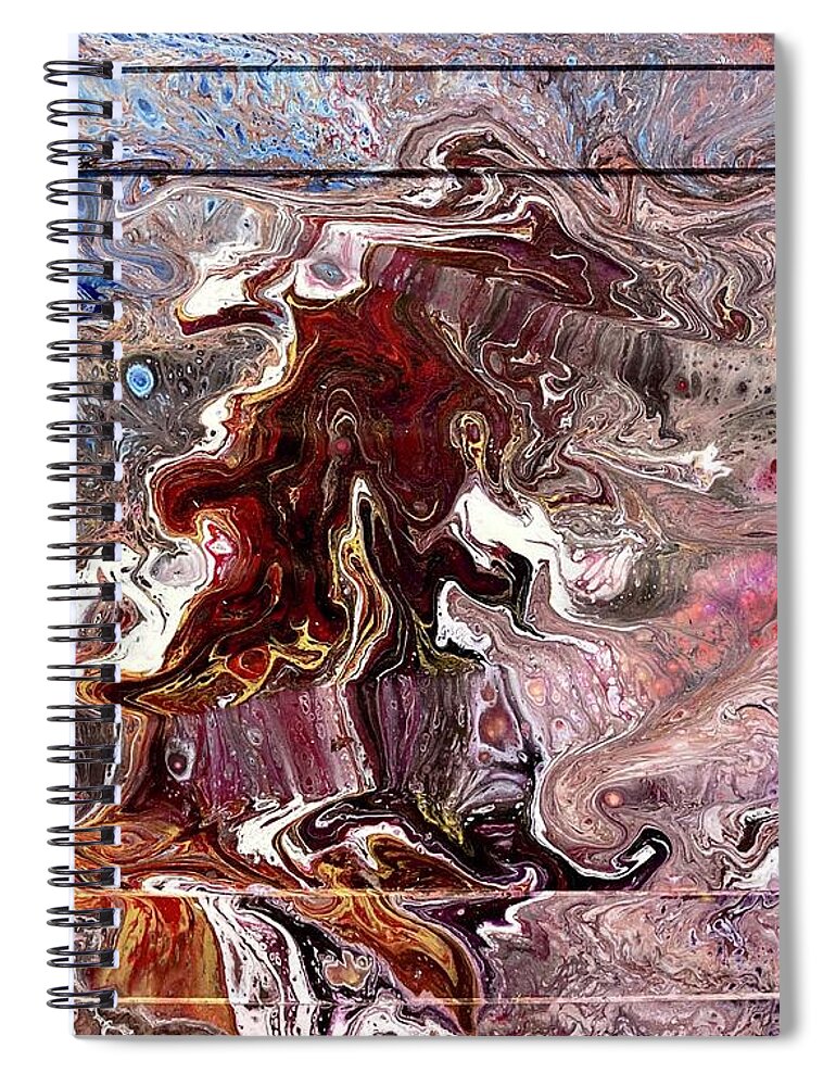 Acrylic Pour Spiral Notebook featuring the painting Lion's Mouth by David Euler
