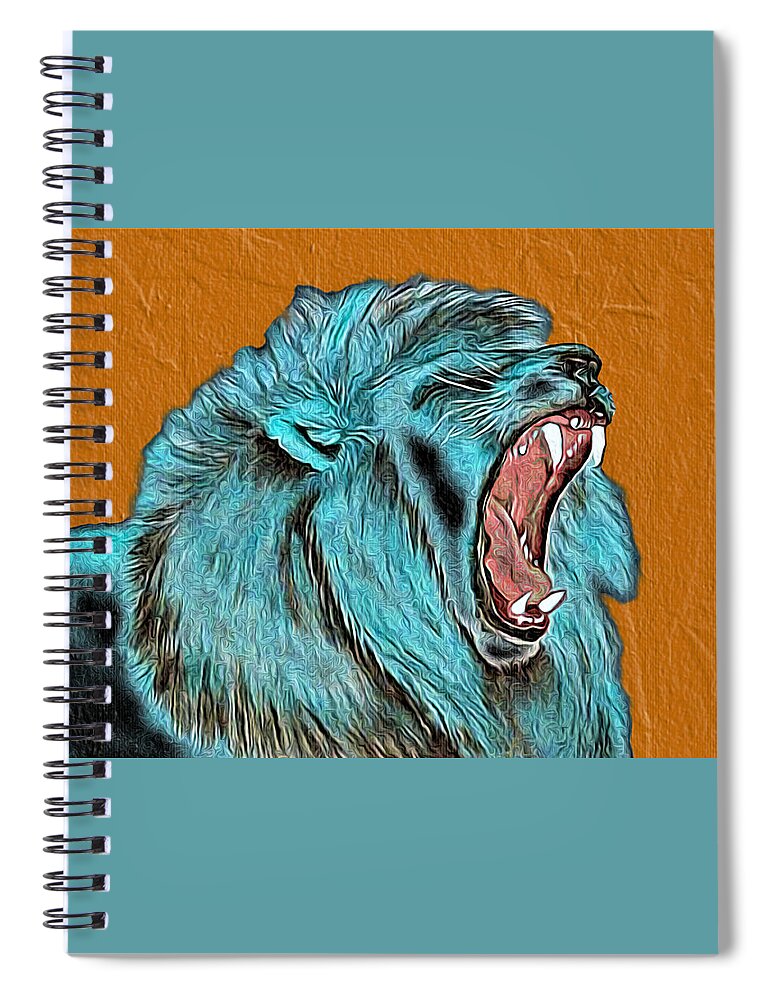 Abstract Spiral Notebook featuring the mixed media Lion's Roar - Abstract by Ronald Mills