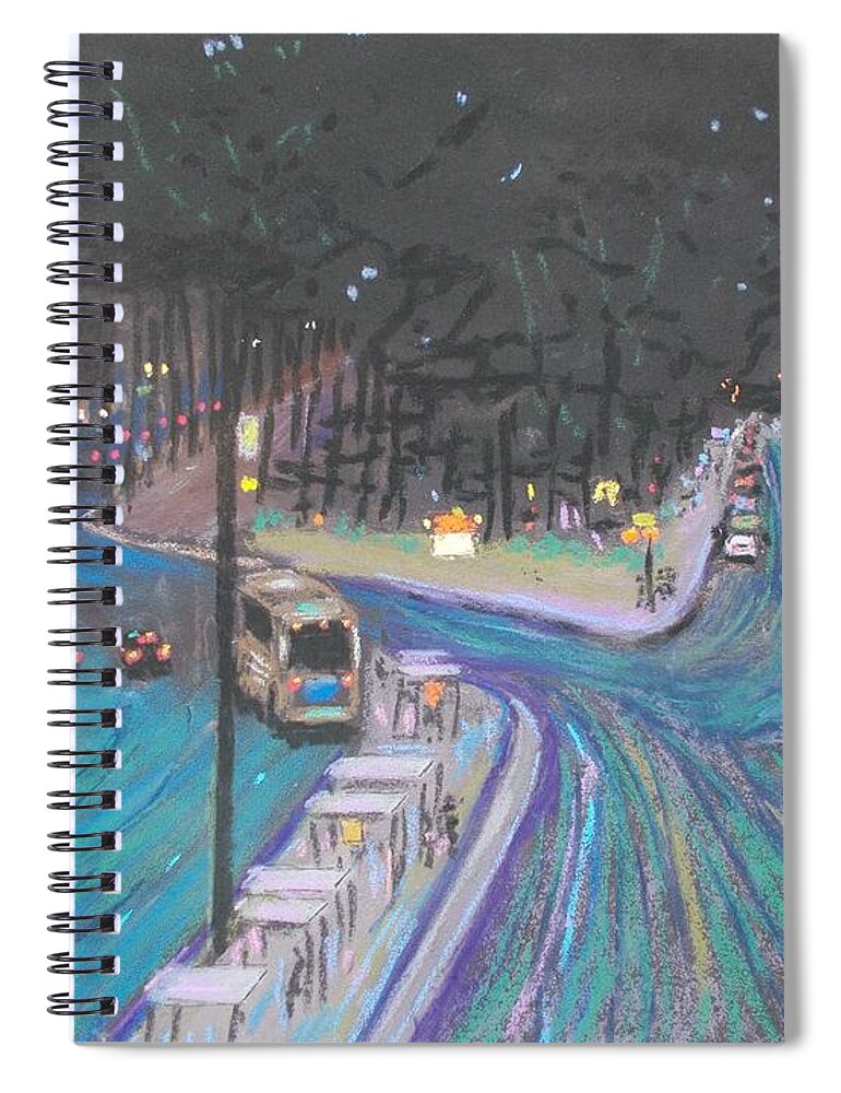Pastels Spiral Notebook featuring the pastel Lisbon by night by Rae Smith PAC