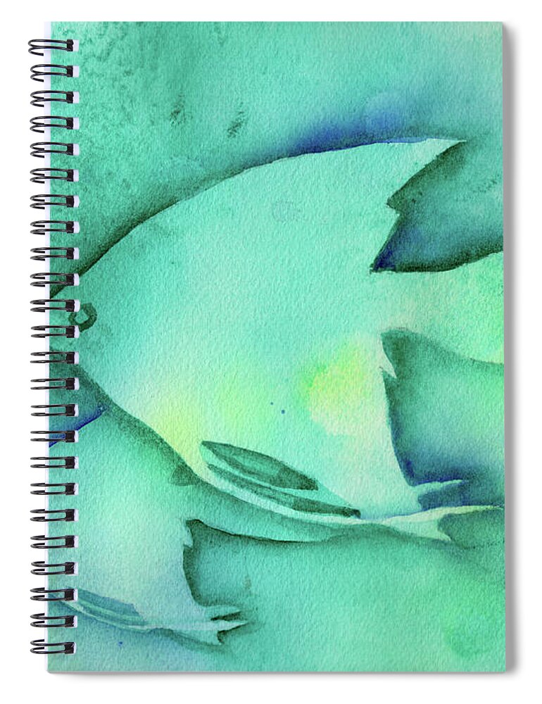 Angelfish Spiral Notebook featuring the painting Little Angelfish by Wendy Keeney-Kennicutt