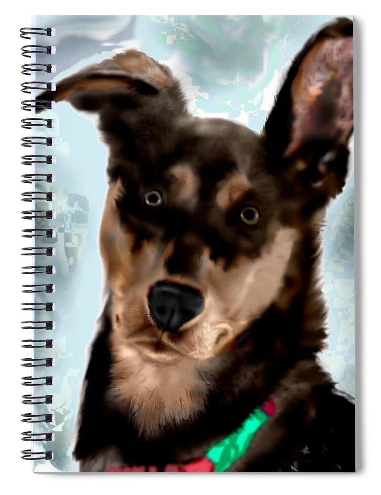 Doberman Mix Dog Hera Spiral Notebook featuring the mixed media Little Hero Goddess by Pamela Calhoun