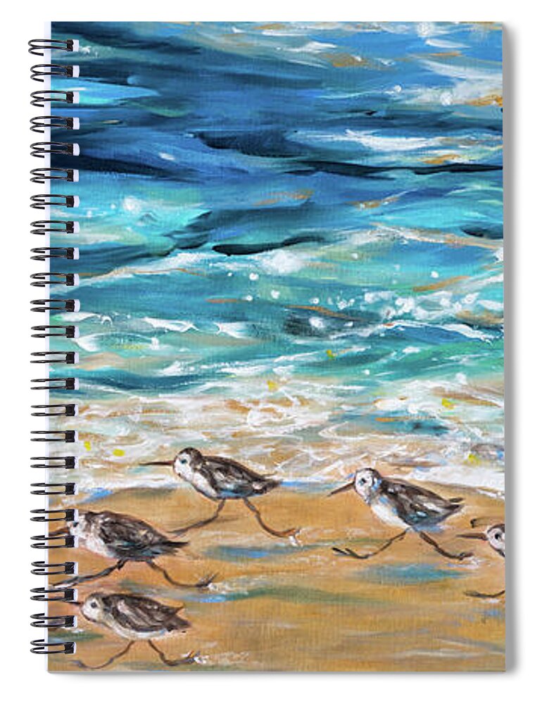 Ocean Spiral Notebook featuring the painting Little Rebel Dash by Linda Olsen
