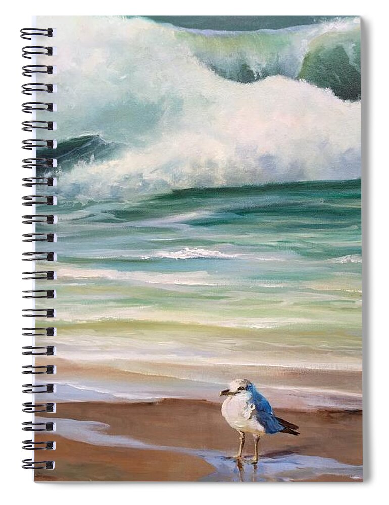 Seagull Spiral Notebook featuring the painting Little Seagull by Judy Rixom