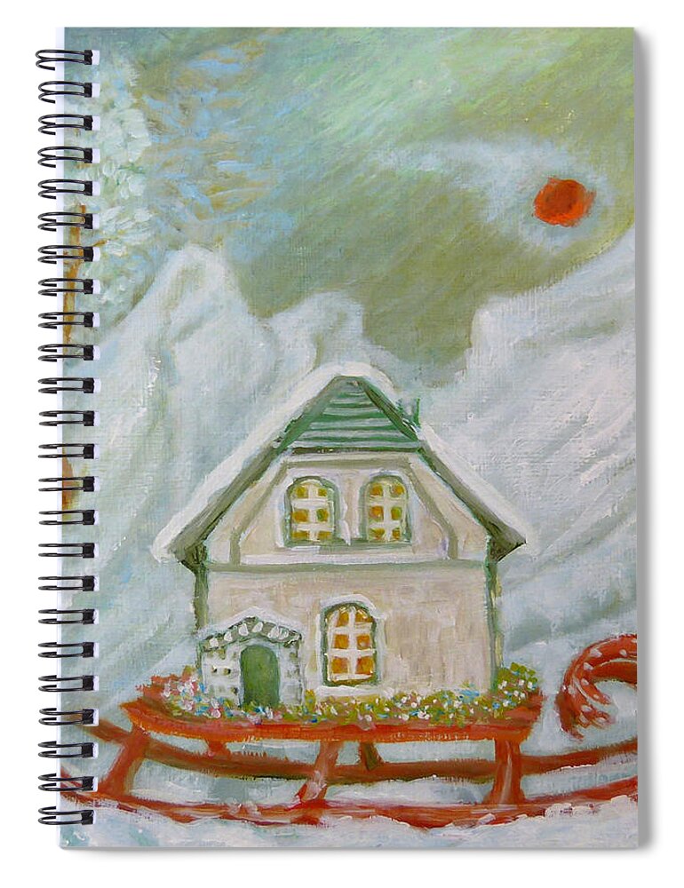 Little Winter Spiral Notebook featuring the painting Little winter by Elzbieta Goszczycka