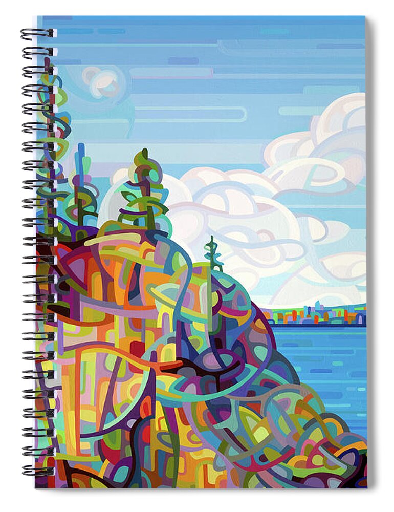 Summer Lake Spiral Notebook featuring the painting Living on the Edge by Mandy Budan