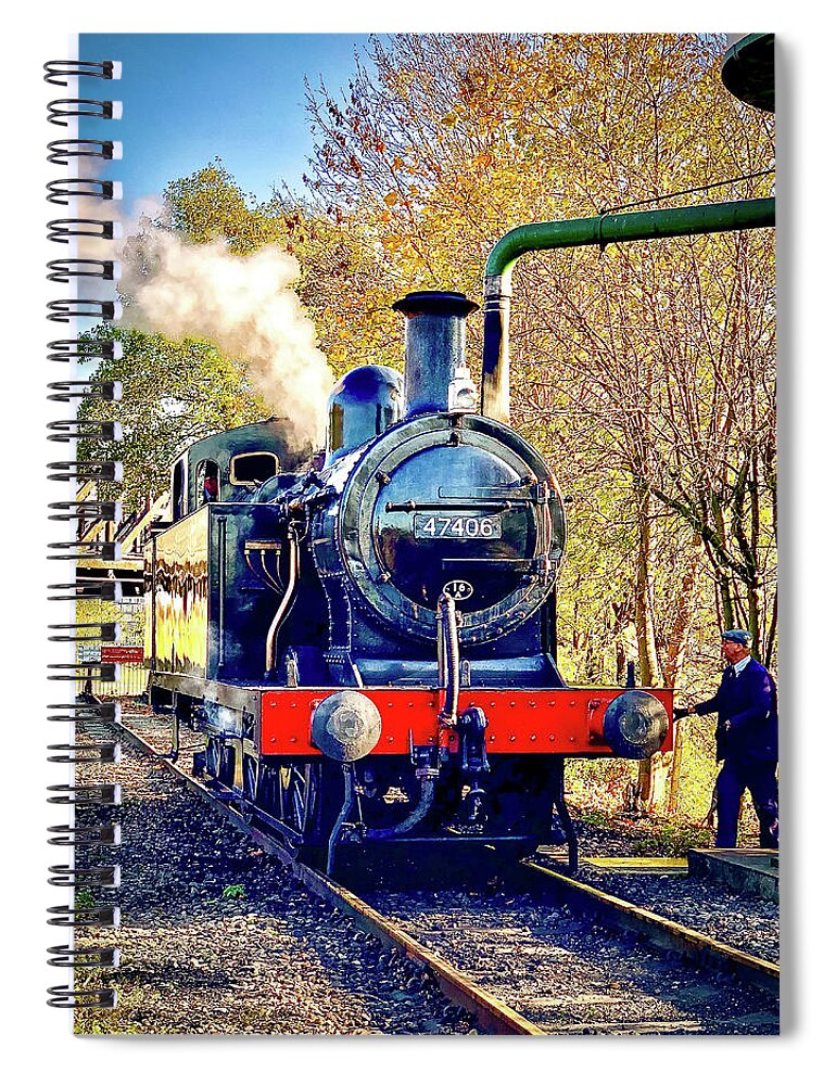 British Spiral Notebook featuring the photograph LMS 47406 Steam Locomotive at Nene Valley Railway by Gordon James