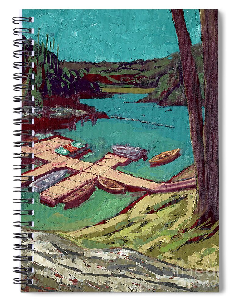 Kayak Spiral Notebook featuring the painting Loch Lomond by PJ Kirk