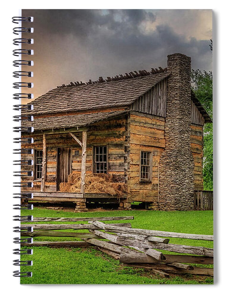 Cabin Spiral Notebook featuring the photograph Log Cabin at Wilderness Road State Park by Shelia Hunt