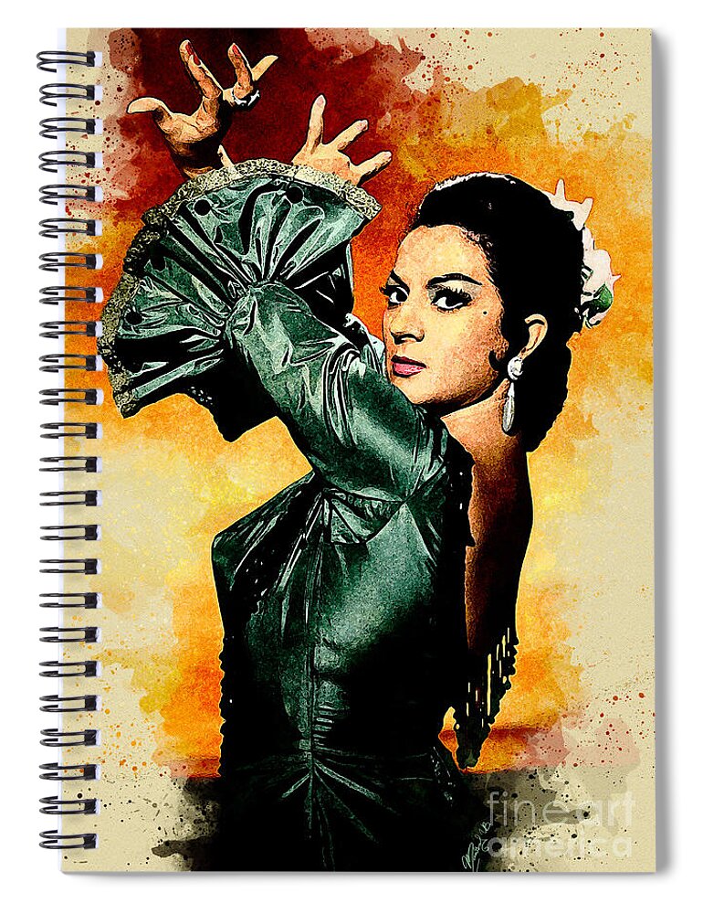 Lola Flores Spiral Notebook featuring the digital art Lola Flores - La Faraona by Marisol VB