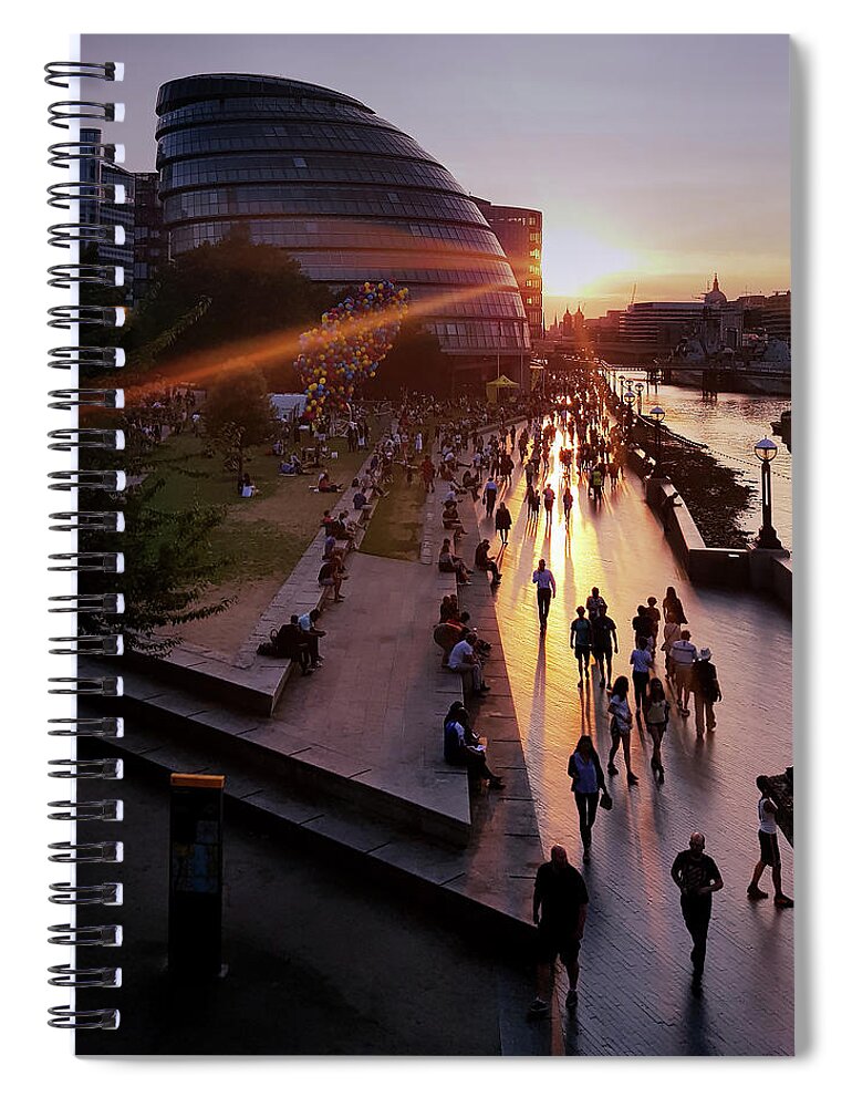 London Spiral Notebook featuring the photograph London BrIde City Sunset by Berangere Bentz