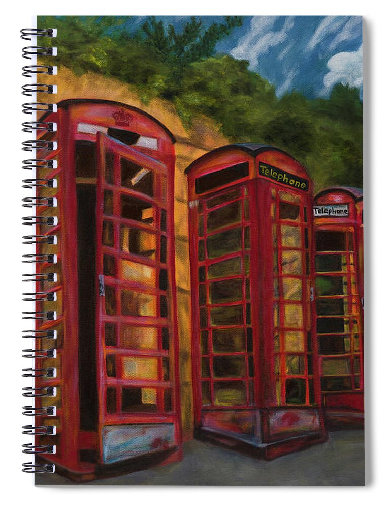 Art Spiral Notebook featuring the painting London Phone Booths by Tammy Pool