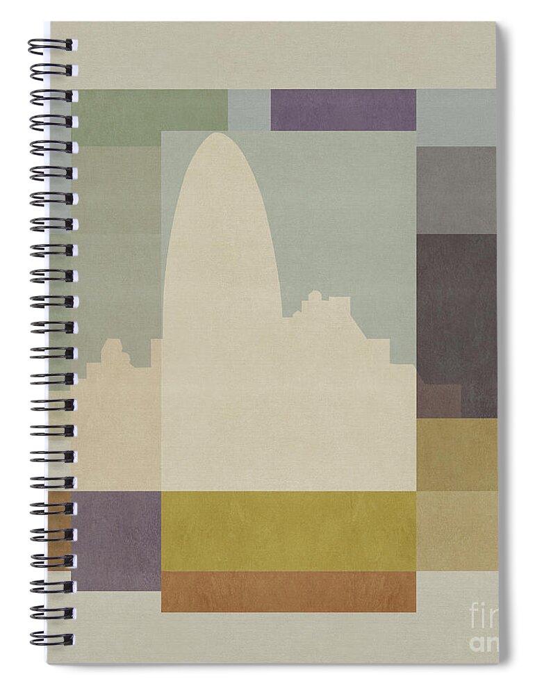 London Spiral Notebook featuring the mixed media London Square - Gherkin by BFA Prints