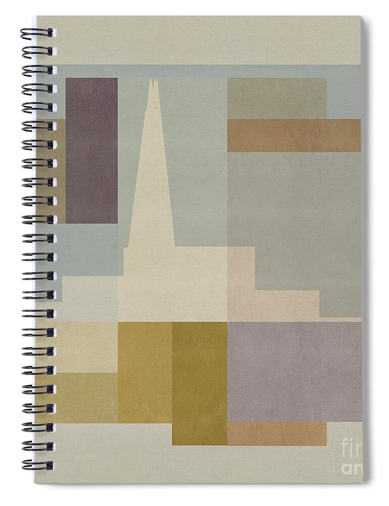 London Spiral Notebook featuring the mixed media London Square - Shard by Big Fat Arts