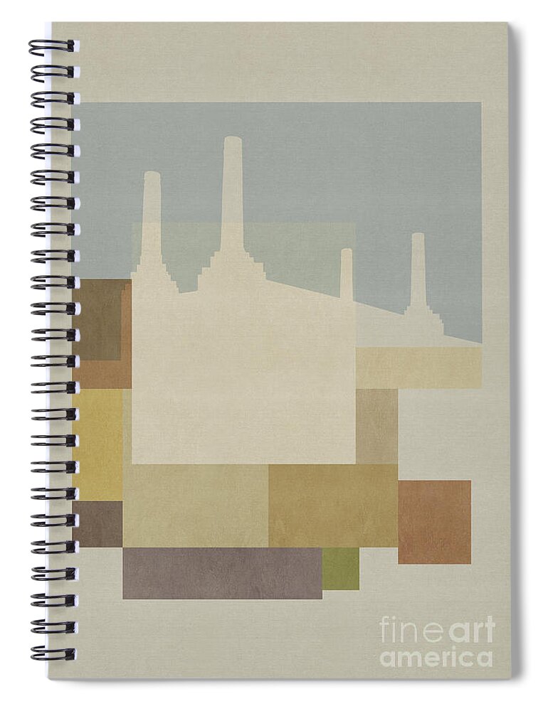 London Spiral Notebook featuring the mixed media London Squares - Battersea by BFA Prints