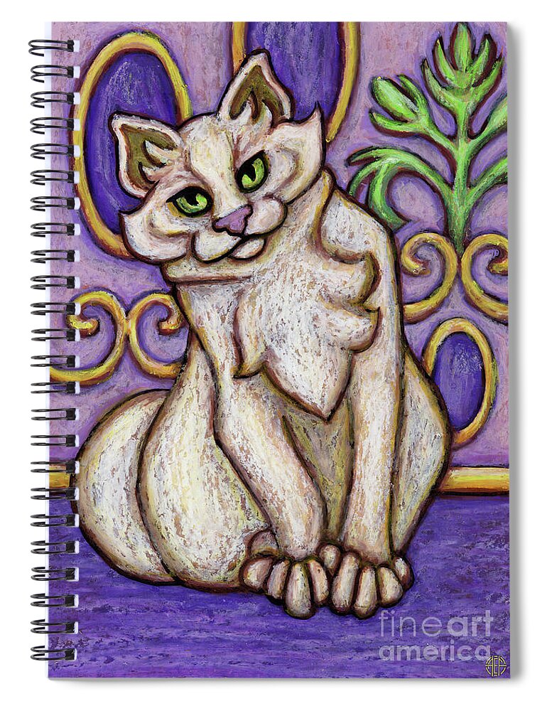 Cat Portrait Spiral Notebook featuring the painting London. The Hauz Katz. Cat Portrait Painting Series. by Amy E Fraser