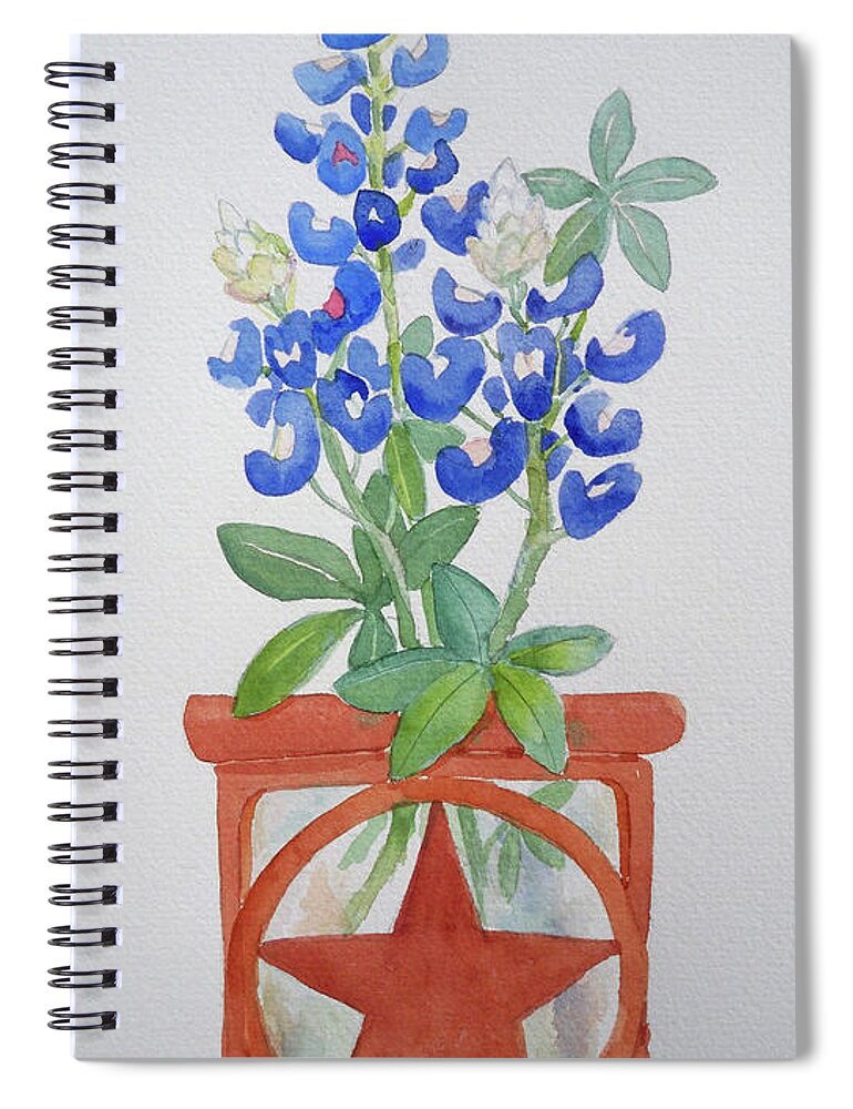 Bluebonnets Spiral Notebook featuring the painting Lone Star Blues by Sue Kemp