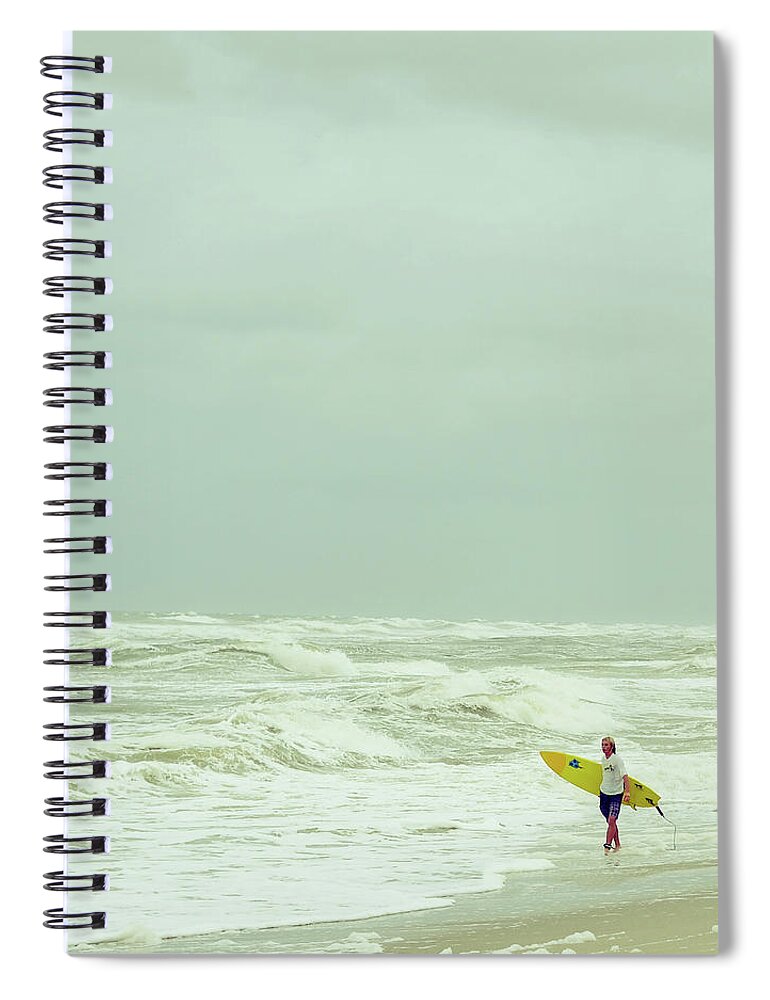 Surfer Spiral Notebook featuring the photograph Lone Surfer by Laura Fasulo