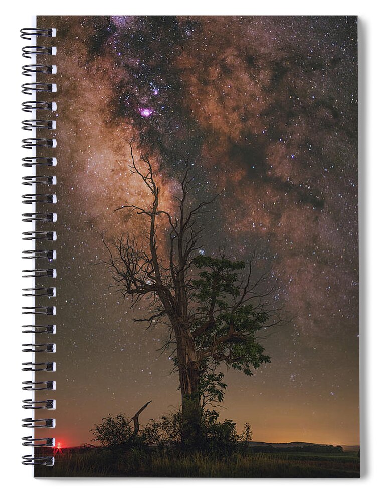 Nightscape Spiral Notebook featuring the photograph Lone Tree by Grant Twiss
