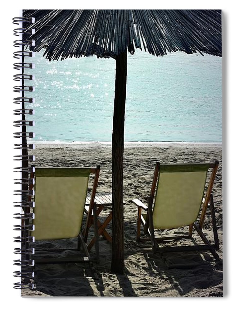 Harmony Spiral Notebook featuring the photograph Loneliness on The Beach by Leonida Arte