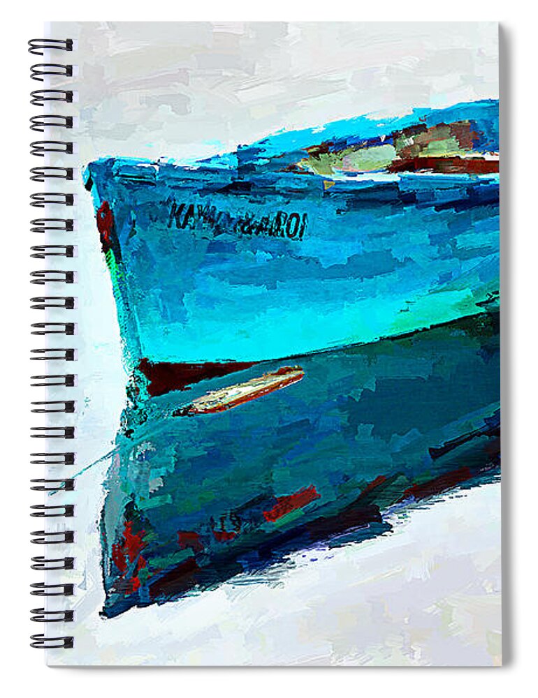 Lonely Spiral Notebook featuring the digital art Lonely boat floating - digital painting by Tatiana Travelways