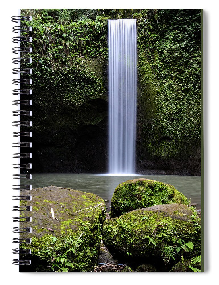 Bali Spiral Notebook featuring the photograph Lonely Tibumana - Tibumana Waterfall, Bali by Earth And Spirit