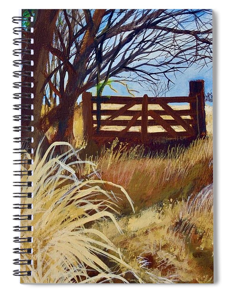 Walt Maes Spiral Notebook featuring the painting Lonesome Gate by Walt Maes