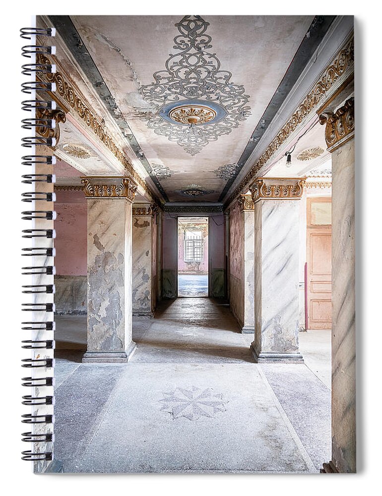 Abandoned Spiral Notebook featuring the photograph Long Corridor in Decay by Roman Robroek