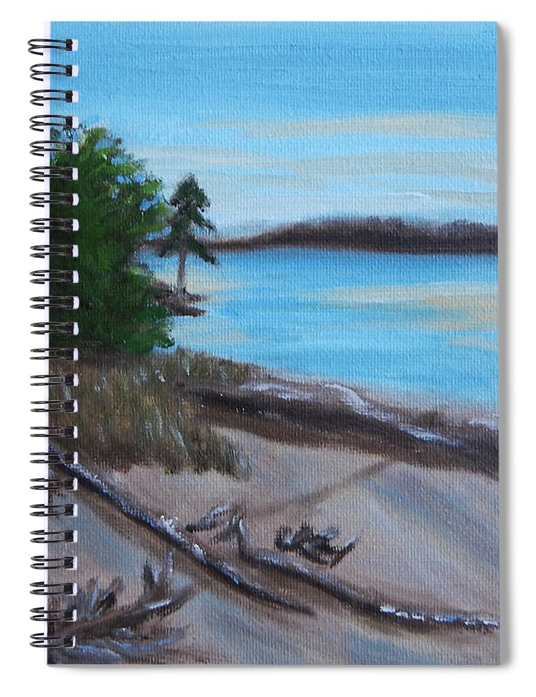 Landscape Spiral Notebook featuring the painting Long Creek Beach by Mike Kling