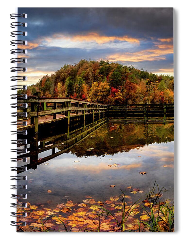Dock Spiral Notebook featuring the photograph Long Dock into the Lake by Debra and Dave Vanderlaan