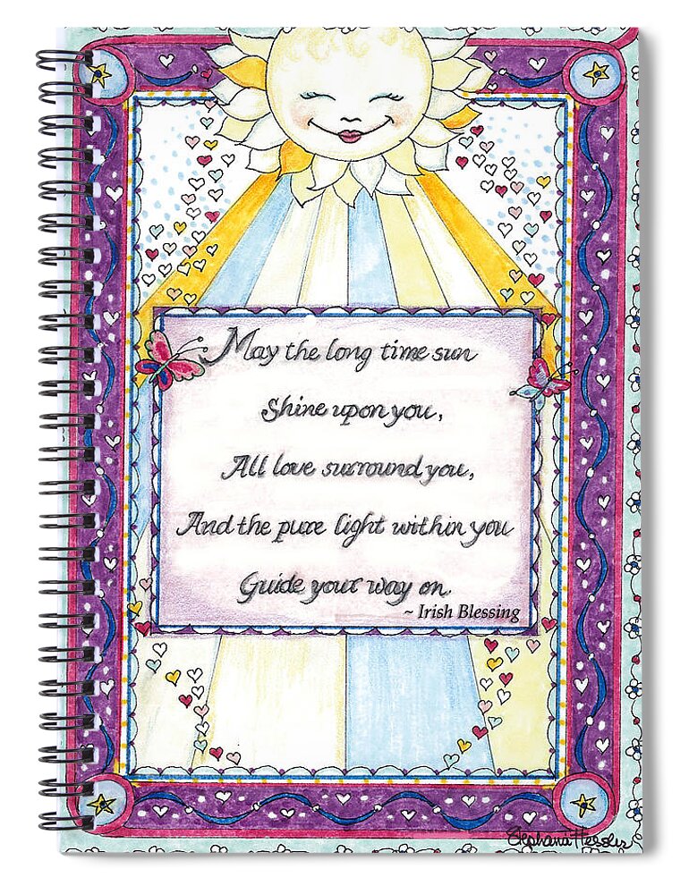 Long Spiral Notebook featuring the mixed media Long Time Sun by Stephanie Hessler