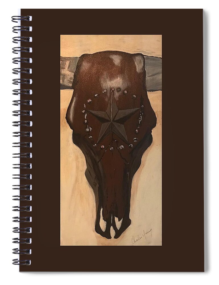  Spiral Notebook featuring the painting Longhorn by Charles Young