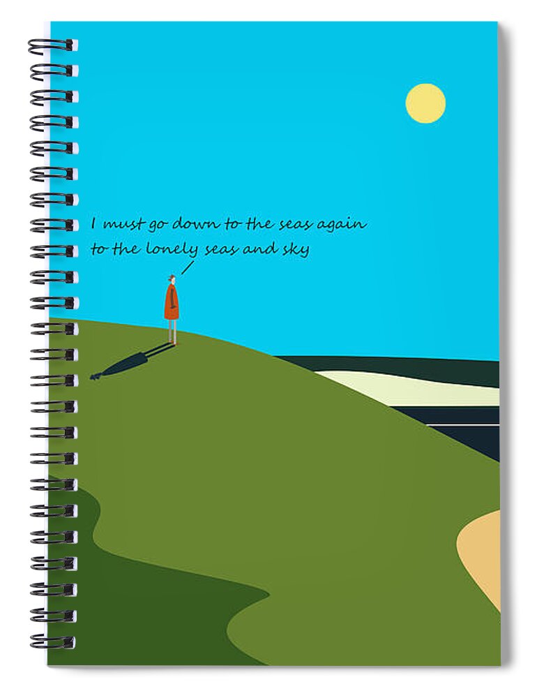 The Sea Spiral Notebook featuring the digital art Longing For The Sea. by Fatline Graphic Art