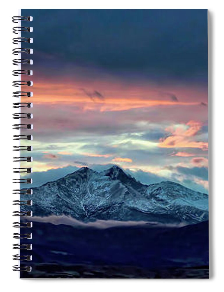 Jon Burch Spiral Notebook featuring the photograph Longs Peak at Sunset by Jon Burch Photography