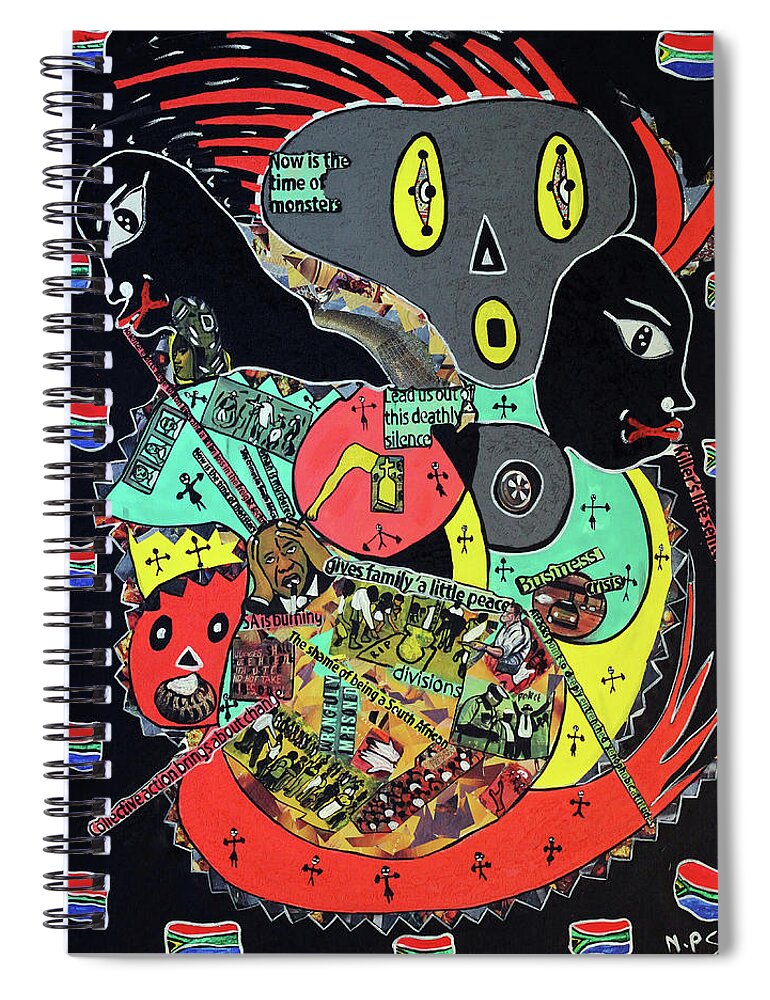 Soweto Spiral Notebook featuring the painting Look At Em Go by Nkuly Sibeko