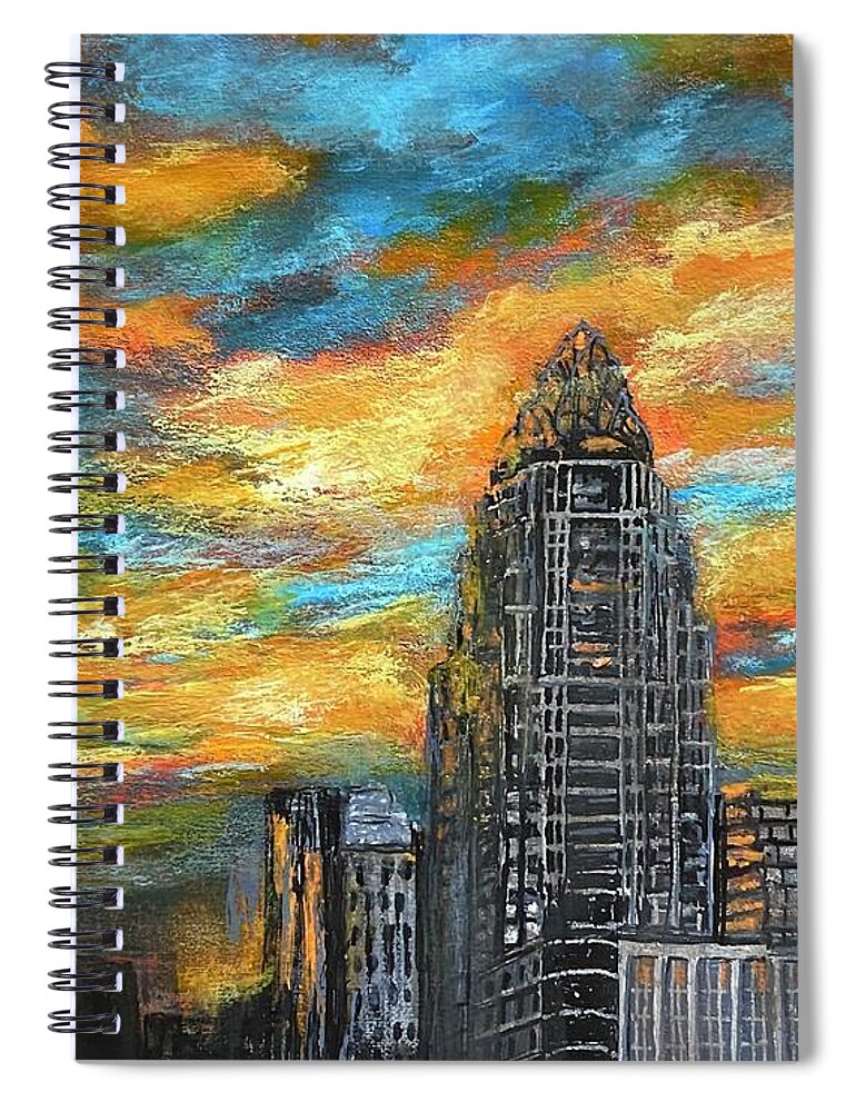  Spiral Notebook featuring the painting Looking Downtown by Suzzanna Frank