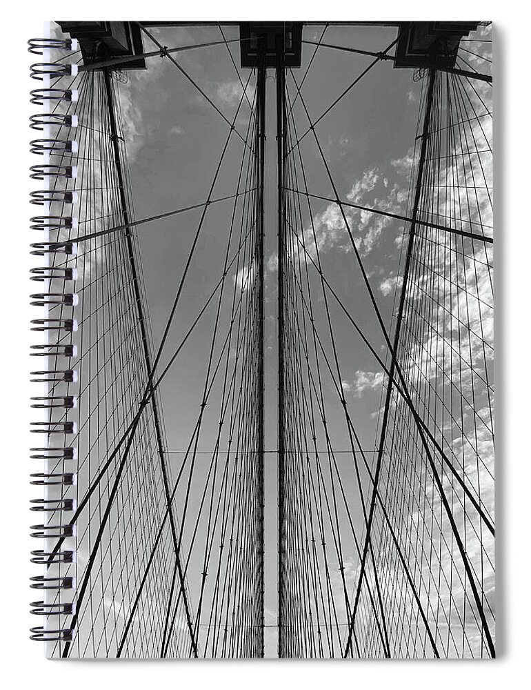 Nyc Spiral Notebook featuring the photograph Looking Up at the Brooklyn Bridge by Christine Ley