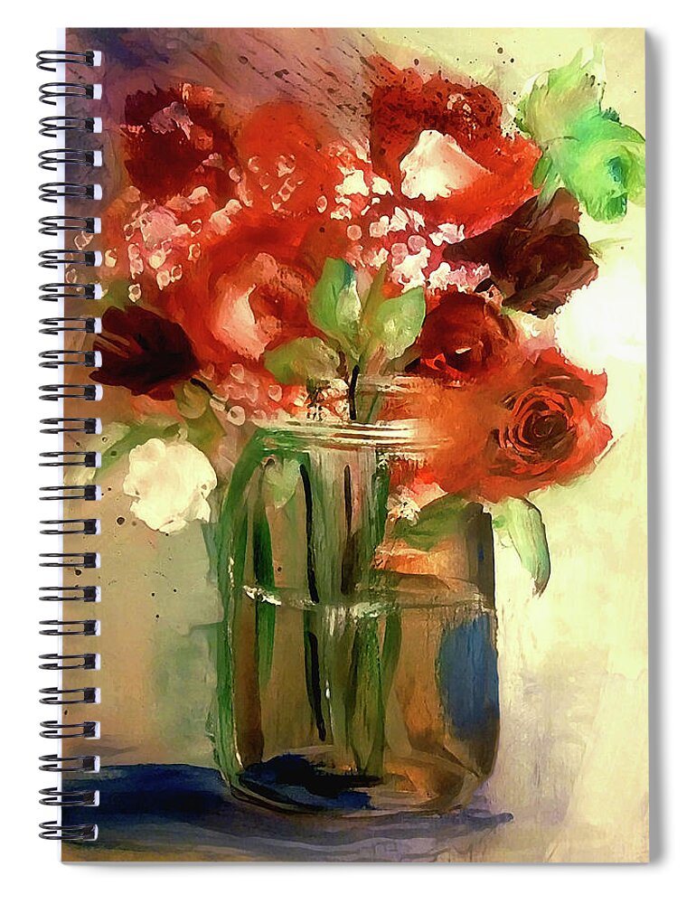 Loose Spiral Notebook featuring the painting Loose And Splattered Rose by Lisa Kaiser