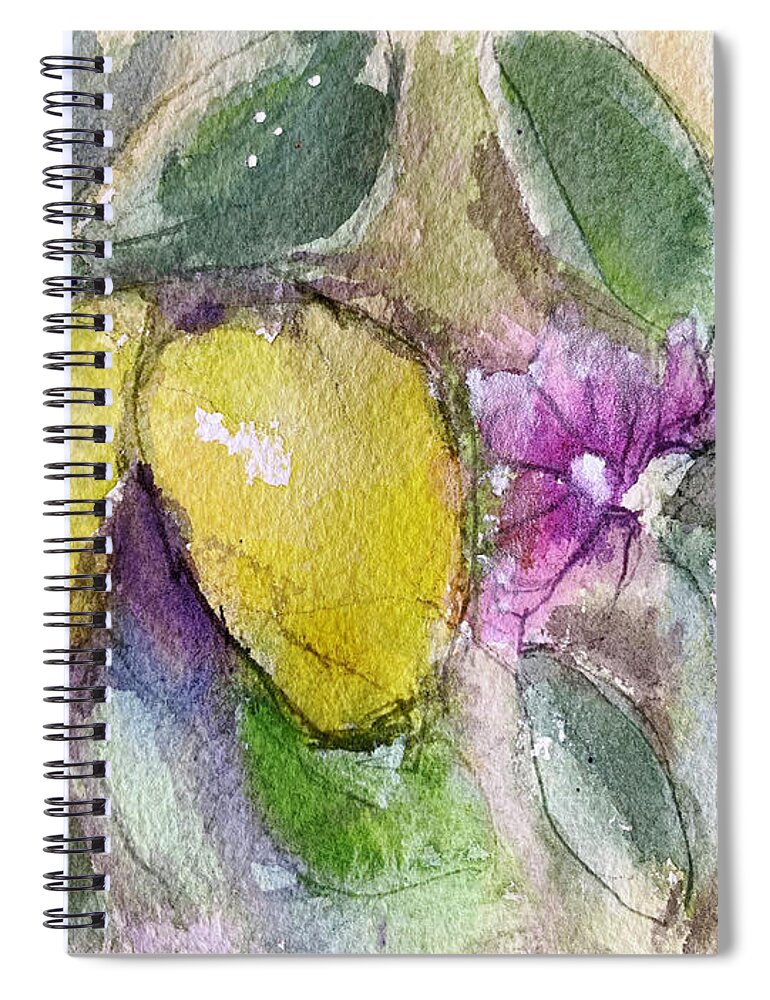 Lemons Spiral Notebook featuring the painting Loose Lemons by Roxy Rich
