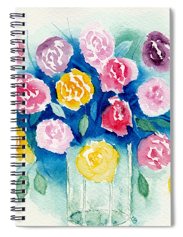 Roses Spiral Notebook featuring the painting Loose Roses 5 - Roses From My Sweetie by Conni Schaftenaar