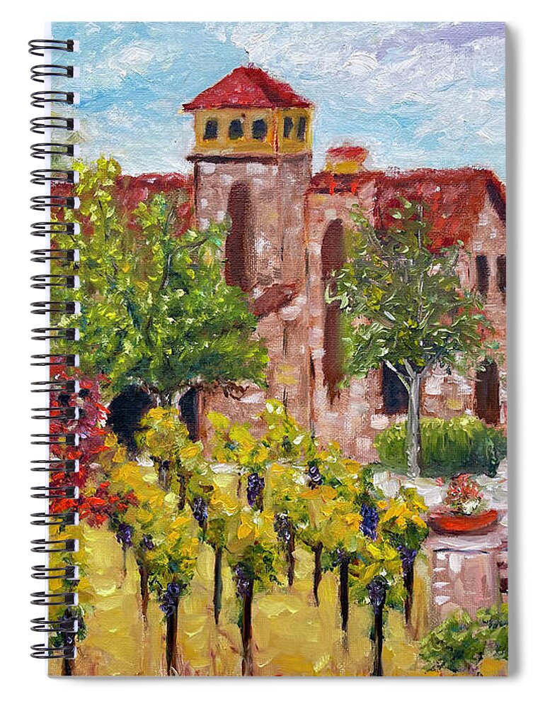 Lorimar Vineyard And Winery Spiral Notebook featuring the painting Lorimar in Autumn by Roxy Rich
