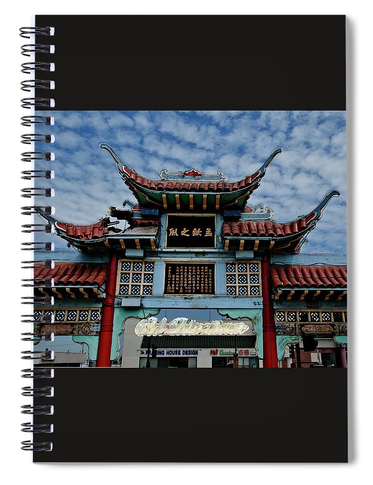 Chinatown Spiral Notebook featuring the photograph Los Angeles Chinatown by Larry Butterworth